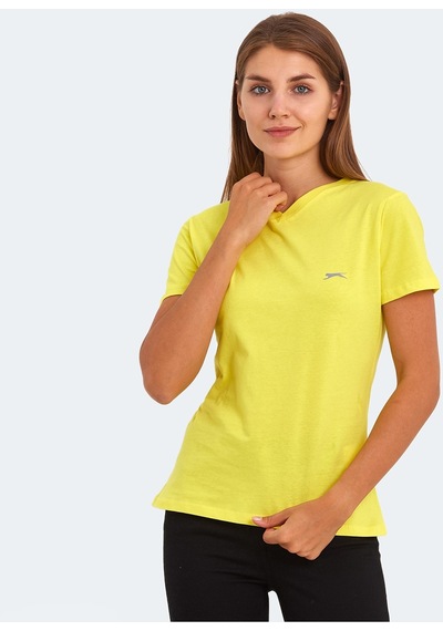 Slazenger KRISTEN I Kadın V Yaka Sarı Tişört