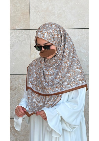Qalortex Scarf Meyra Desen B.boy Eşarp - Kahve
