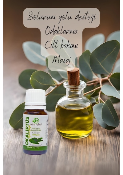 Einnatur Okaliptüs Uçucu Yağı % 100 Saf Eucalyptus Globulus Essential Oil 1 8-Sineol 10 ML