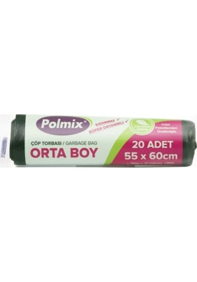 Polmix Standart Orta Boy Çöp Torbası Siyah 55 x 60 CM