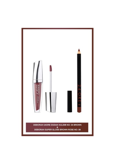 09 Super Gloss + Deborah 24 Ore Dudak Kalemi No : 4 Brown Diğer