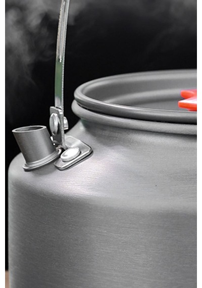 Metal 1600 Ml Kulplu Çelik Kamp Ve Piknik Çaydanlığı Su Isıtma Demlik Cin939 Gri