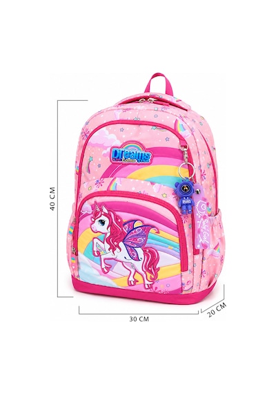 Denokids Unicorn Kız Çocuk İlkokul 4'lü Çanta Seti - Sırt Çantası Beslenme Çantası Kalem Kutusu Anahtarlık