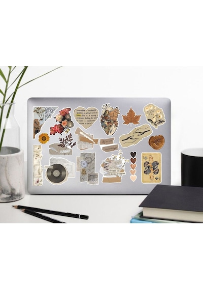 Vintager Temalı Seri 2 Sticker Seti Laptop Ajanda Pc Tablet Telefon Defter Etiket Bullet Journal Diğer