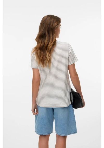 Vero Moda Kadın Vmsımone Kısa Kollu Pamuk T-shirt 10328170 Beyaz Beyaz