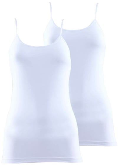Blackspade 1591 2'li Paket Kadın %95 Pamuklu İnce Askılı Atlet Beyaz