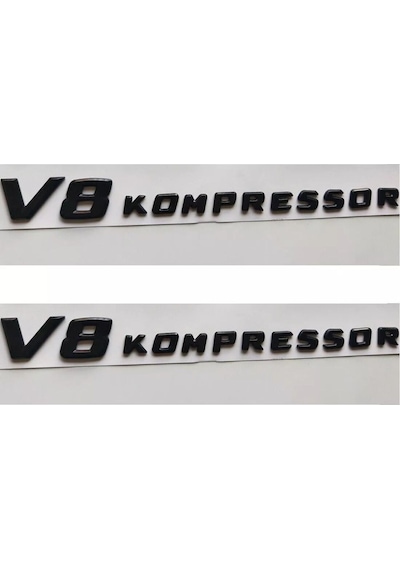V8 Kompressor Piano Black Çamurluk Yazısı Seti 2'li Yazısı Arması Logosu 3m 3d Abs Mercedes 203