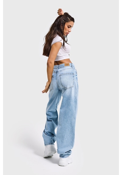 Itsbasic Kadın Ice Kot Rengi Cindy 4s6-3 Skater Fit Bol Kesim %100 Koton Denim Jean