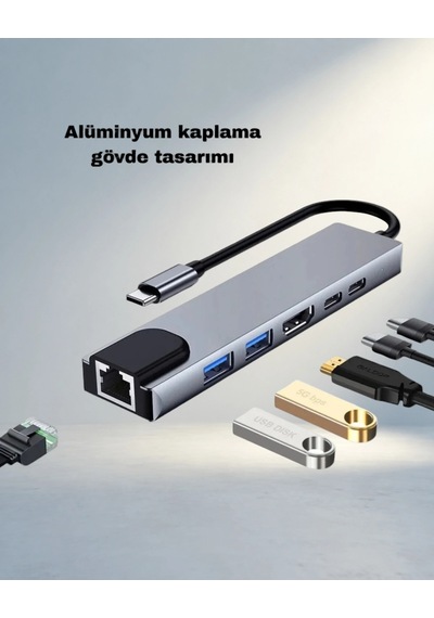 Kompakt Macbook Usb-c Hub 4k Hdmı Ve Usb 3.0 Girişi