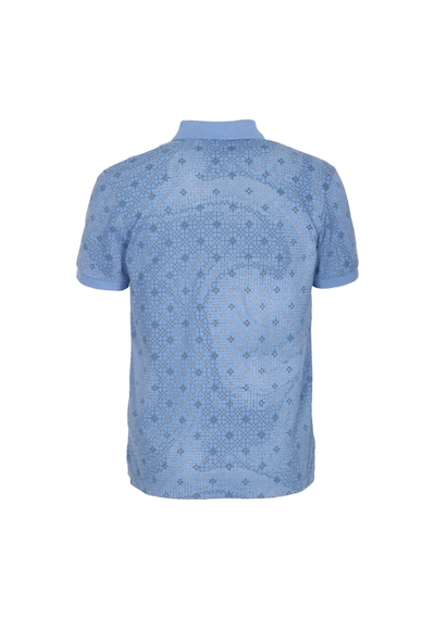 Erkek Polo Yaka Tişört Mavi Slim Fit Ribanalı Kol Pamuklu Baskılı T-shirt Ncs Jeans 1252-mavi Mavi