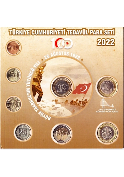 2022 Türkiye Cumhuriyeti Hatıra Tedavül Para Seti Büyük Taarruz'uz Yüzüncü Yılı