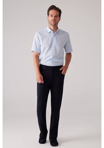 Erkek Lacivert Ultra Esnek Rayon Karışımlı Kanvas Pantolon