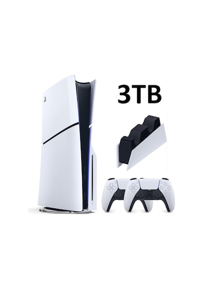 Playstation 5 Slim CD Edition 3 TB + 2 DualSense Kol + Sarj istasyonu Oyun Konsolu (İthalatçı Garantili)