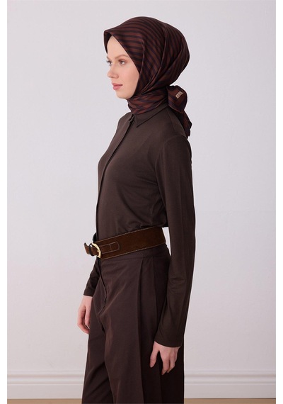 Belli İpek Eşarp - 4325-31 Kahverengi Twill