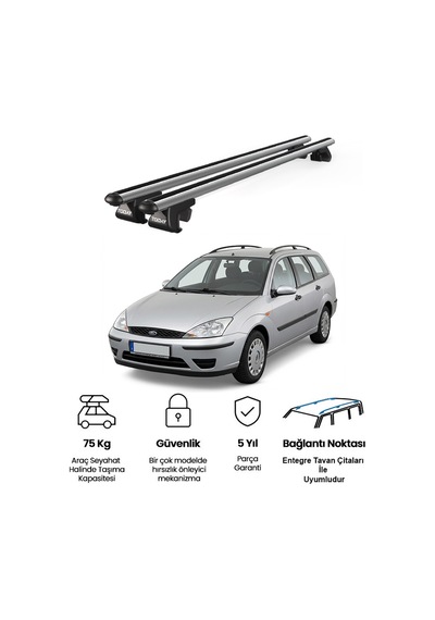 Venüs Ford Focus Station Wagon 1999-2005 Uyumlu Gri Ara Atkı Port Bagaj Tavan Barı