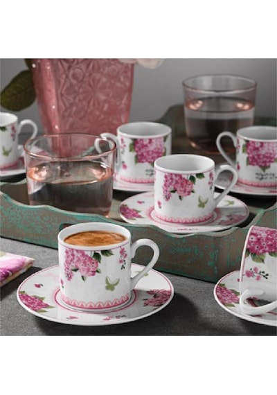 Rüya 12 Parça 6 Kişilik Kahve Fincan Takımı 9746 Çok Renkli