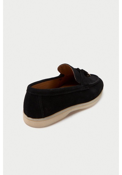 Mubiano Hakiki Deri Collection Kadın Süet Loafer & Babet Siyah -mckry1410-s Siyah
