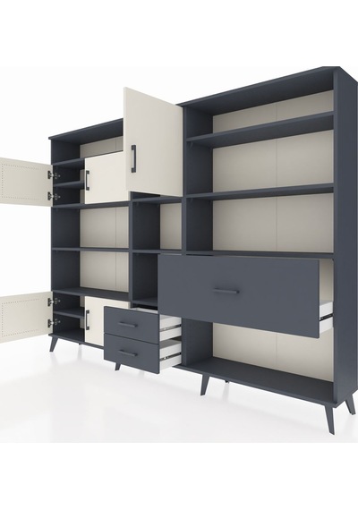 Arges Dolap 13 Raflı 3 Çekmeceli 5 Kapaklı 220x30x163 Antrasit-ay Antrasit-aytaşı/antrasit Arges Dolap 13 Raflı 3 Çekmeceli 5 Kapaklı 220x30x163 Antrasit-ay Antrasit-aytaşı/antrasit