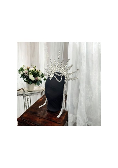 Alınlıklı Büyük After Gelin Tacı ,kına,nişan,söz,after,bride,party Taç Beyaz - 707821223 Beyaz