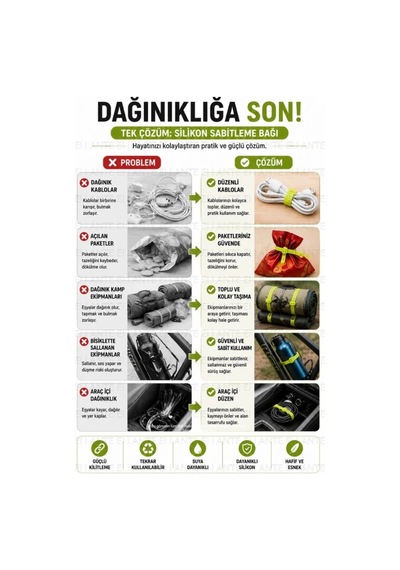 Çok Amaçlı Silikon Sabitleme Bağı Tekrar Kullanılabilir Esnek Kablo Düzenleyici Ve Eşya Sabitleme