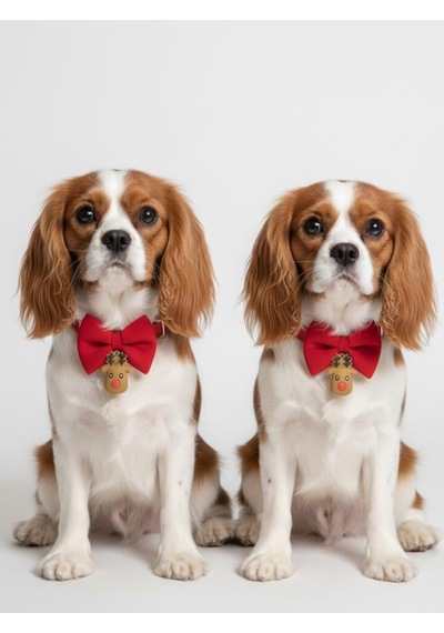Yılbaşı Geyiği Küçük Irk Köpek Papyon Tasması Kırmızı Fiyonk Boyun Aksesuarı Noel Temalı Köpek Süsü