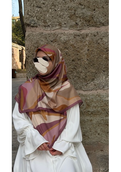 Qalortex Scarf Pamuklu Soft Rânâ Desen Eşarp-gül Kurusu
