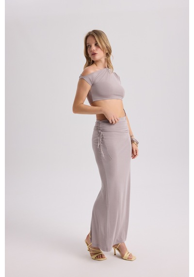 Mai Collection Mai Studios Co. Ivan Büzgülü Lila Crop Etek Takım Lila