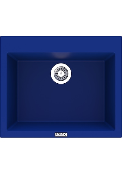 Polex Cristalüx Granit Evye P-X60 Mavi Tezgah Altı Ve Tezgah Üstü Kare Mutfak Evyesi 60x50 CM