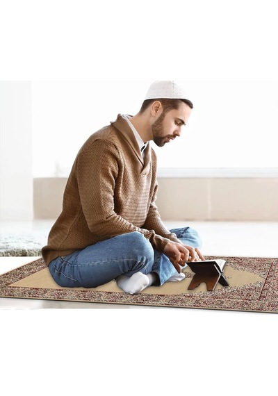 Ravabi Rug Araç İçi Ve İşyeri İçin Deri Tabanlı Namazlık, Çantalı Hediyelik Seyahat Seccadesi 70x110cm 21231017