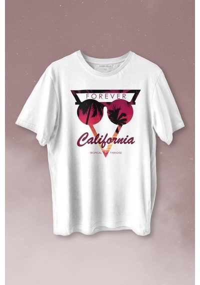 California Forever Yaz Minimal Good Vibe Baskılı Tişört Unisex T-shirt 001