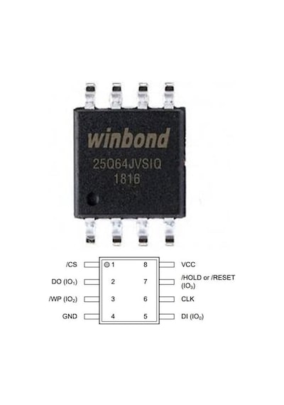 Winbond W25q64jvsıq 64m-bit Seri Flash 3.3v Spı Hafıza Entegresi 32768 Sayfa Uniform 4kb Sop8