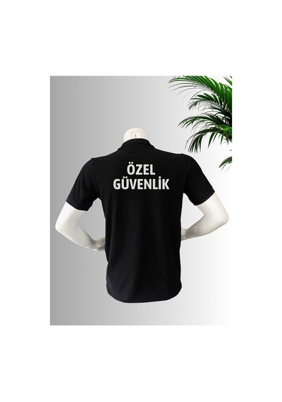 Özel Güvenlik Baskılı %100 Pamuklu Standart Tişört Siyah