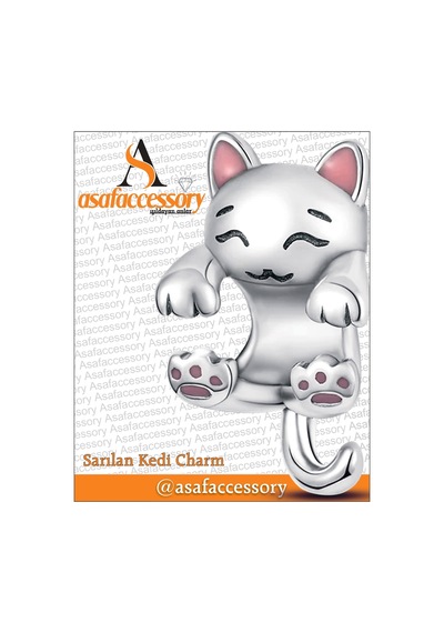 Sarılan Kedi Charm Gümüş Kaplama Asafaccessory