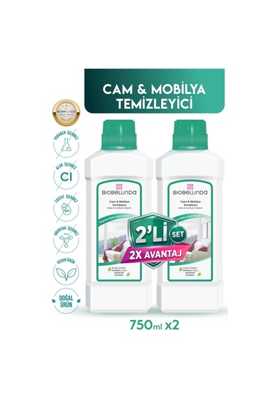 Doğal Cam & Mobilya Temizleyici 750 Ml 2'li Set