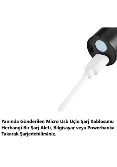 Gaman Süper Parlak 3 Fonksiyonlu Usb Şarjlı Flaşörlü Led El Feneri Siyah