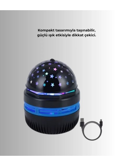 Döner Galaxy Projektör Gece Lambası Ay Ve Yıldız Işıklı Atmosfer Lamba, Usb Bağlantılı Standart