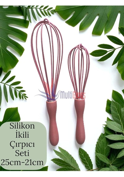 2'li Silikon Çırpıcı Seti, 25cm-21cm, Somon Diğer