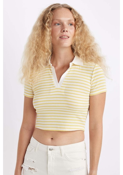 DeFacto Fitted Polo Yaka Fitilli Kaşkorse Kısa Kollu Tişört A0380AX24SMYL155