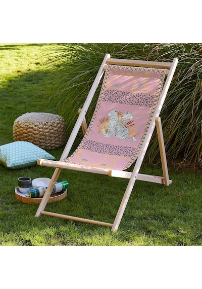 Bluehomeconcept Adawall Pembe Leopar Tasarımlı Katlanabilir Şezlong