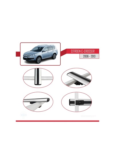 Citroen C-crosser 2006-2013 Arası İle Uyumlu Basic Model Ara Atkı Tavan Barı Gri 3 Adet