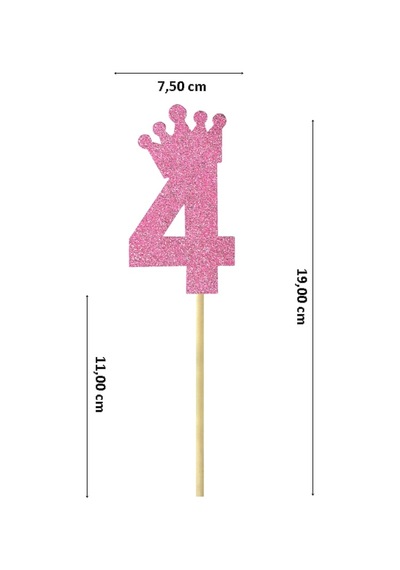 Eva Simli Rakam Pasta Süsü. 19cm x 7.5cm - 1 Adet Pembe 0
