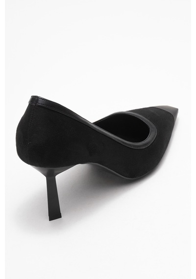 Luvishoes Luvi Shoes Rona Siyah Süet Mat Burunlu Kadın Topuklu Ayakkabı SIYAH SUET