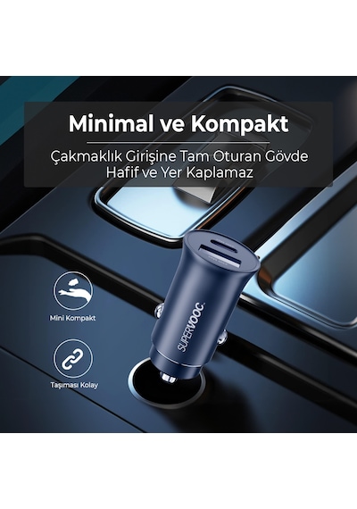 Bix 33w Type-c Pd Ve Usb-a Çift Portlu Araç İçi Hızlı Şarj Cihazı