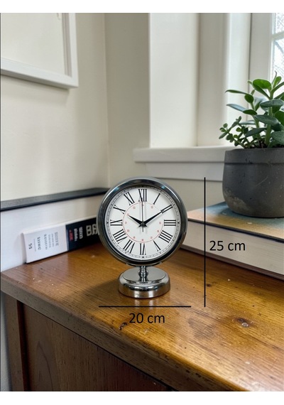 Royal Krom Roma Rakamlı 25 X 20 Cm Metal Masa Saati