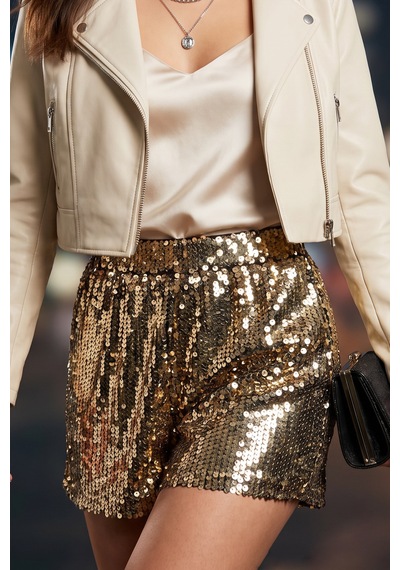 Fashion Cocktail Yansımalı Yüksek Bel Payet Dökümlü Pullu Payetli Bel Lastikli Parıltılı Mini Yüksek Bel Kombin Gece Kokteyl Şort Altın Fashion Cocktail Yansımalı Yüksek Bel Payet Dökümlü Pullu Payetli Bel Lastikli Parıltılı Mini Yüksek Bel Kombin Gece Kokteyl Şort Altın