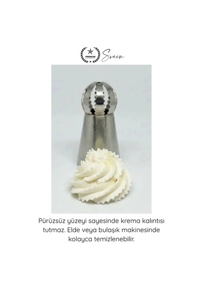 Pastasüsleme Pasta Süsleme 5'li Profesyonel Büyük Boy Paslanmaz Çelik Krema Sıkma Fırfır Duy Uçları Gri