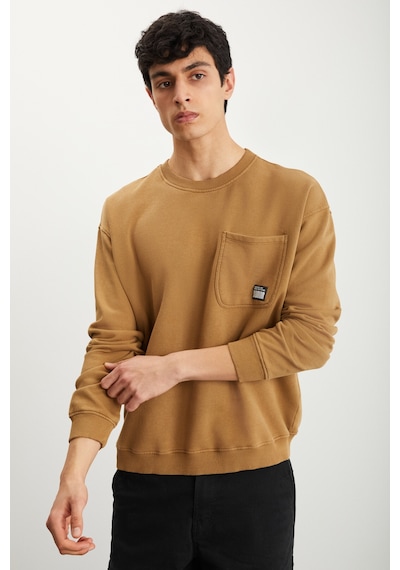 Grimelange Dımıtrı Erkek Soluk Efektlı Ceplı Süs Etiketli Oversıze Fit Haki Sweatshirt