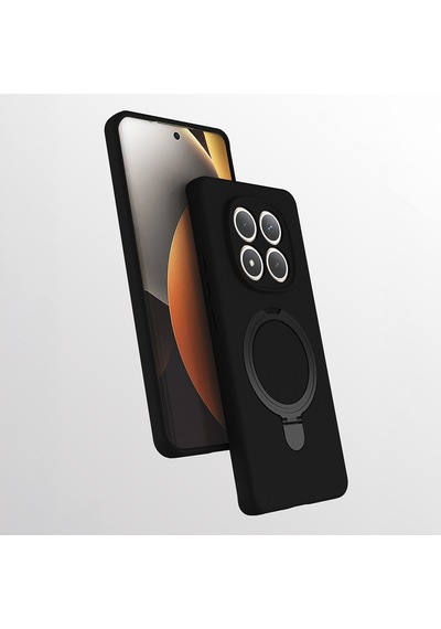 Xiaomi Redmi Note 15 5g Kılıf 360 Derece Döner Standlı Magsafe Kamera Lens Korumalı Silikon Cherena Lacivert