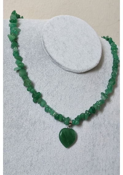Aventurin Kalp Kırıktaş Doğaltaş Kolye Çok Renkli