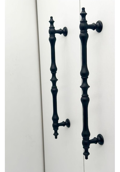 Şehzade Mat Siyah Mobilya Dolap Mutfak Çekmece Kulpu 128 Mm 12.8 Cm 5 Adet